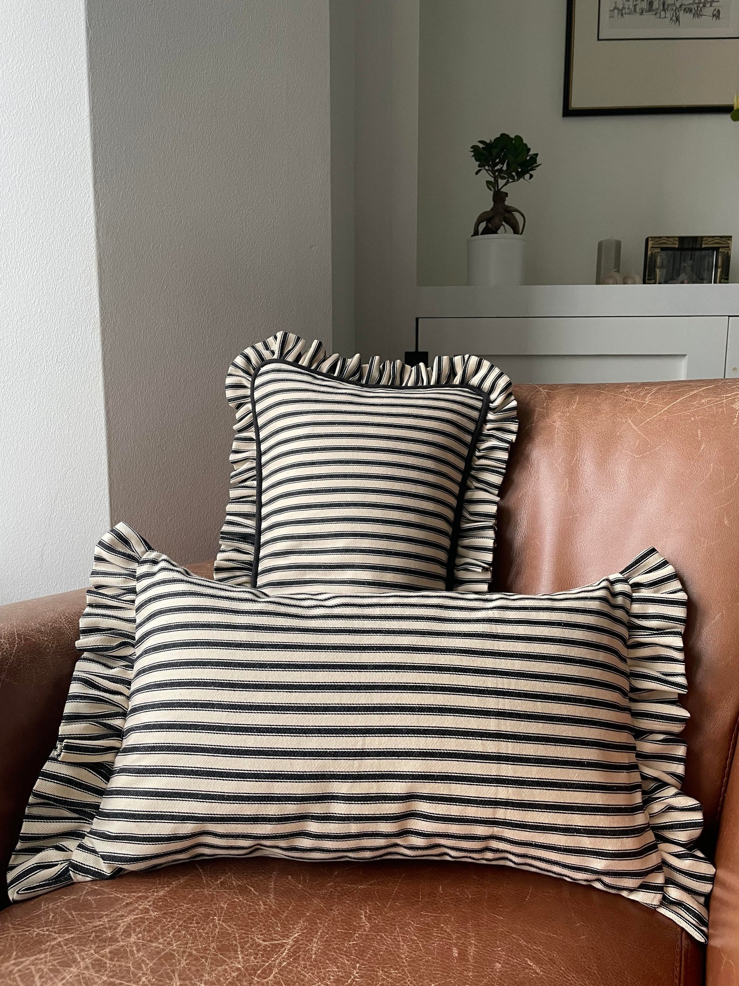 Noir Ticking stripe Cushion