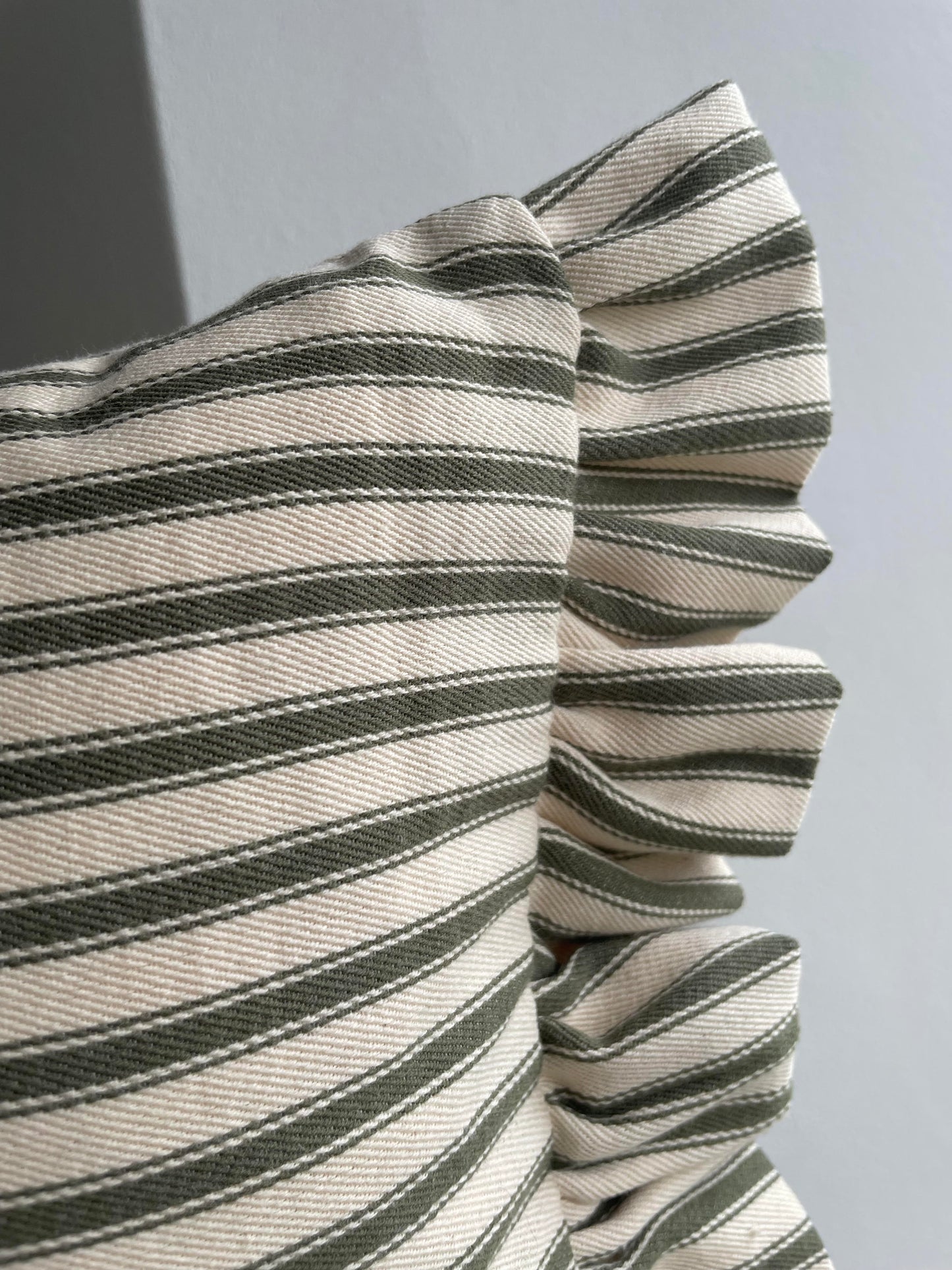 Olive Ticking Stripe Cushion