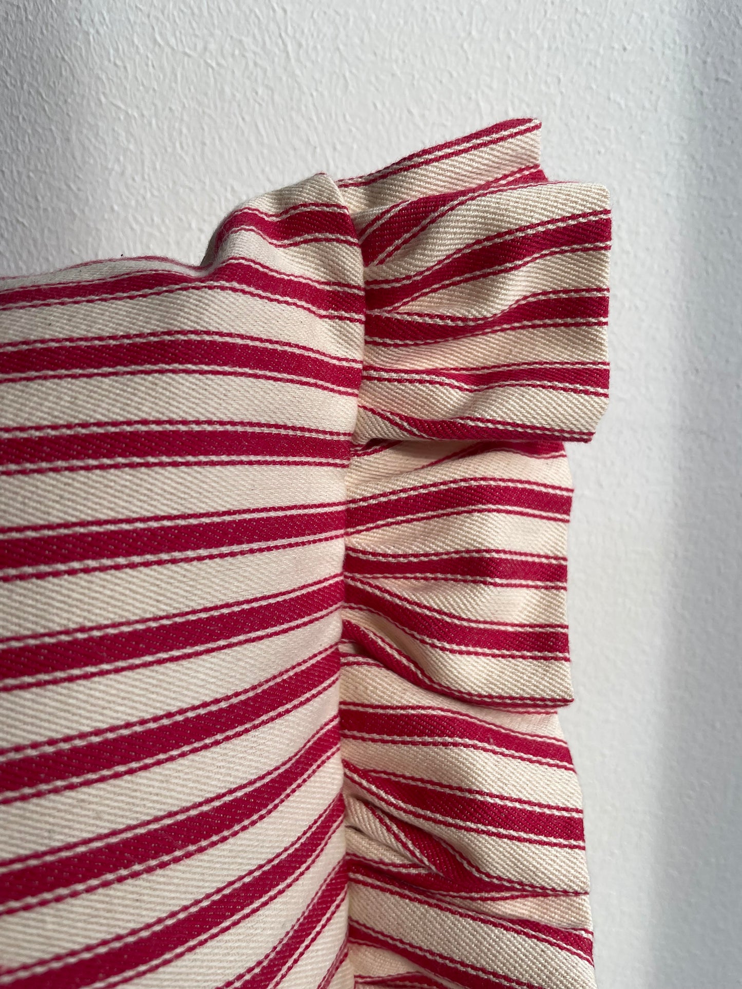 Cerise Ticking Stripe Cushion