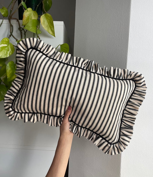 Noir Ticking stripe Cushion